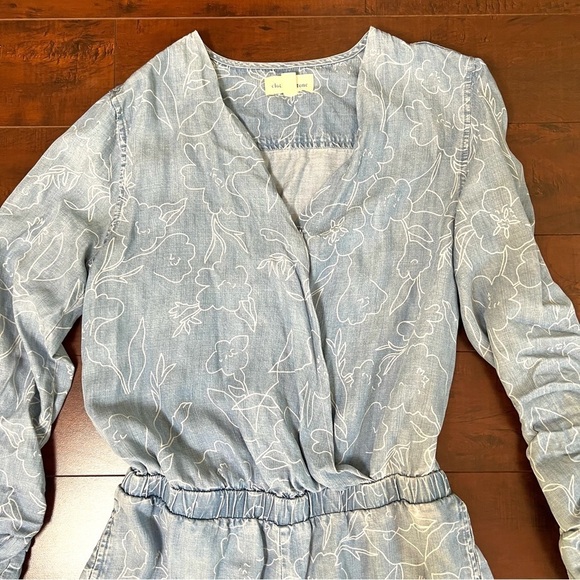 ANTHROPOLOGIE Cloth & Stone Chambray Romper Blue Long Sleeve Size Small - Picture 7 of 16